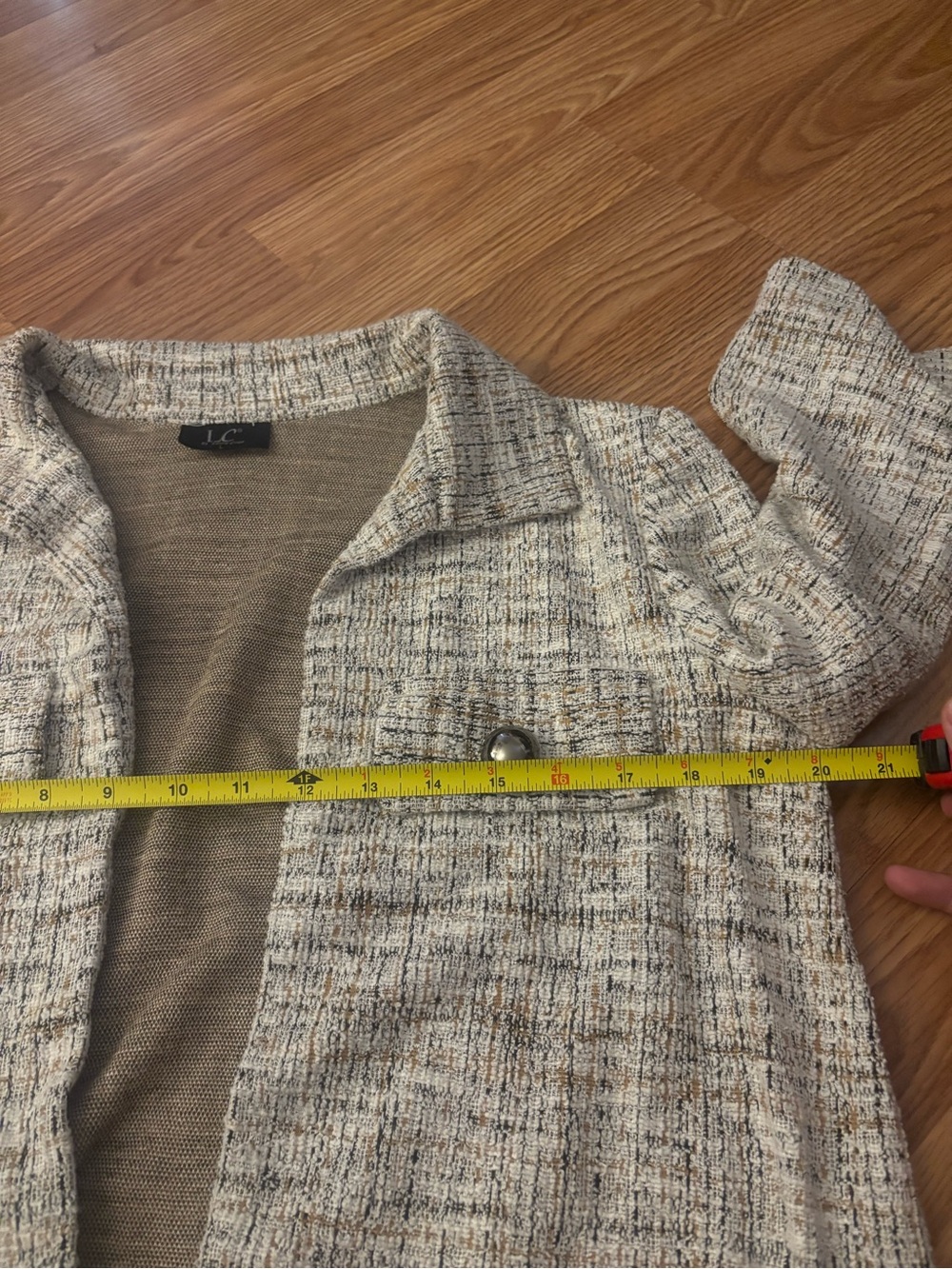 LC By Laura Cruz Cream Tweed Jacket Blazer Size Large - Picture 4 of 6